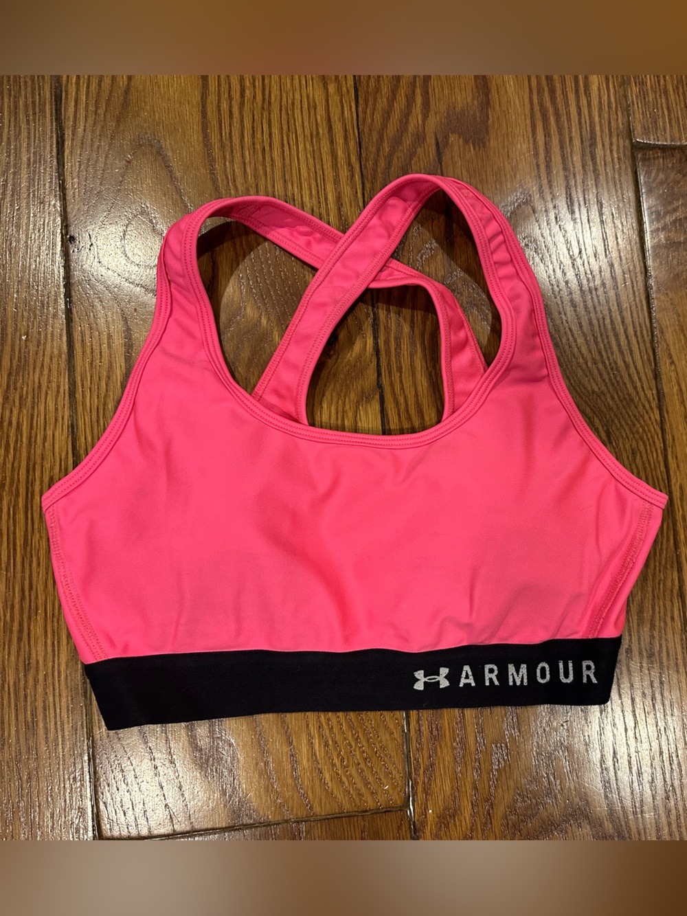 Under Armour Hot Pink Racerback Sports Bra with Black Band